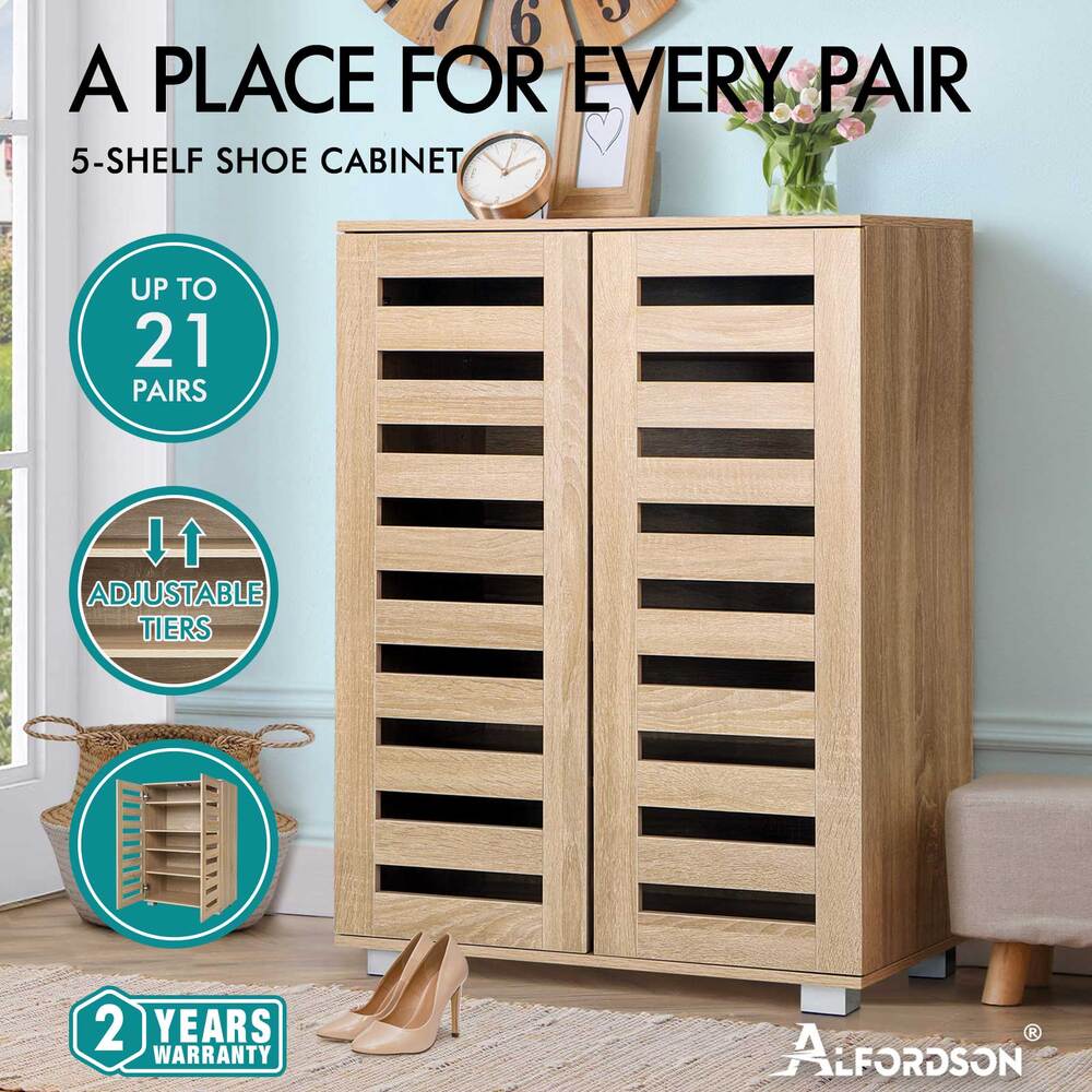 ALFORDSON Shoe Cabinet Storage Rack Drawer Organiser Shelf 21/30 Pairs Wood - Picture 33 of 92