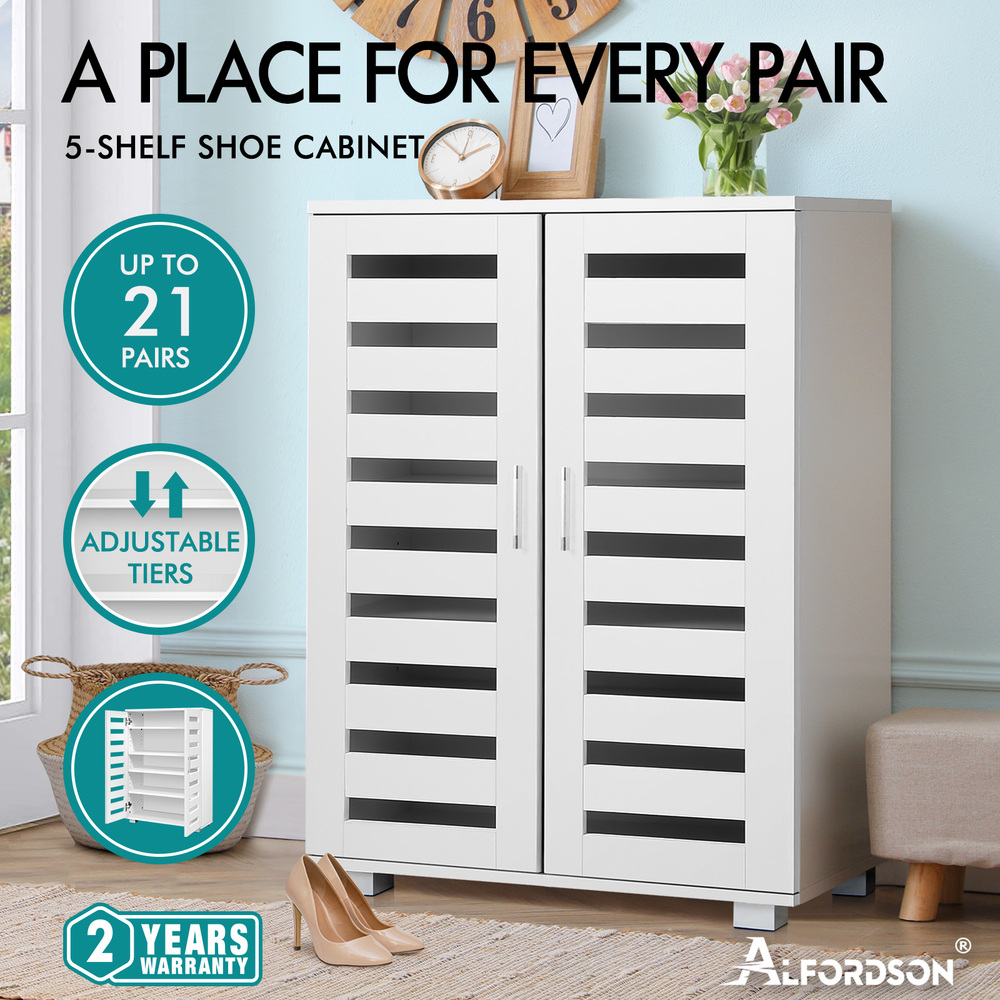 ALFORDSON Shoe Cabinet Storage Rack Drawer Organiser Shelf 21/30 Pairs Wood - Picture 21 of 92