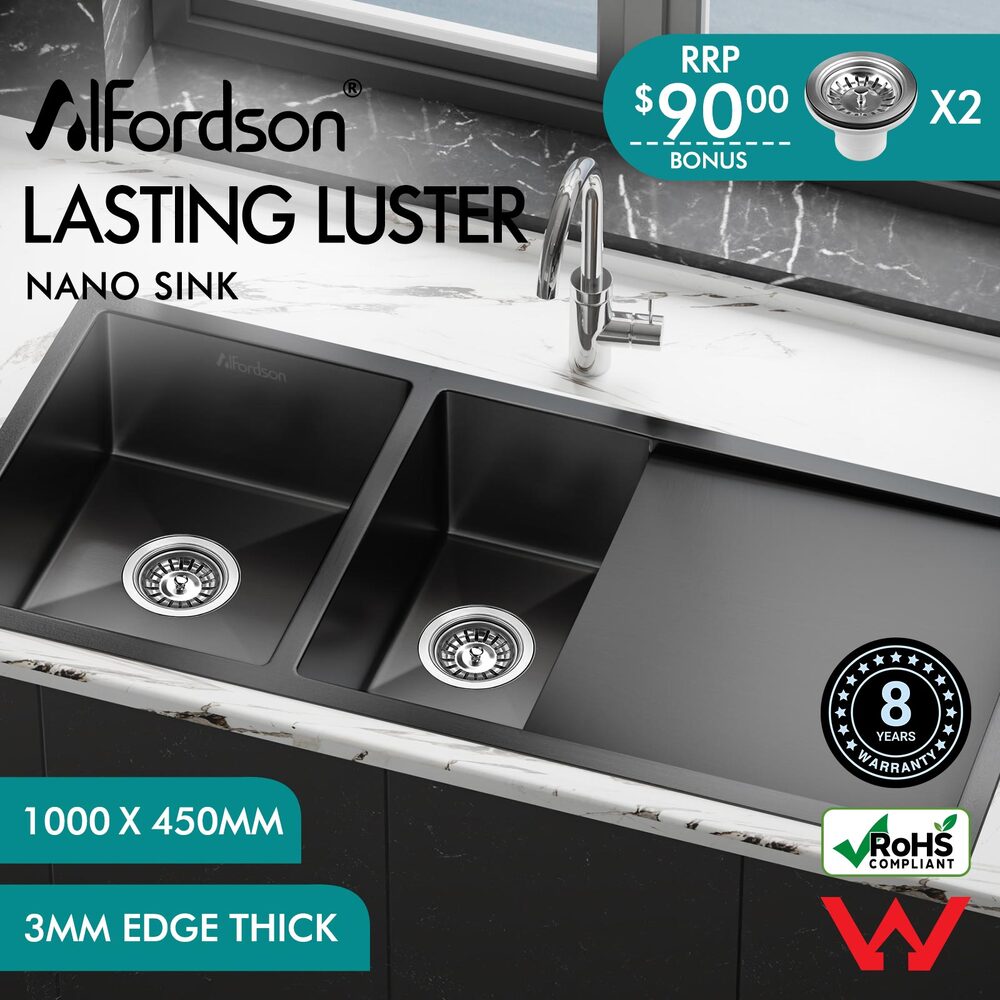 ALFORDSON Kitchen Sink Basin Stainless Steel Top Flush Under Mount Double Bowl - Picture 59 of 69