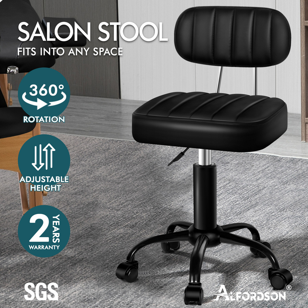 ALFORDSON Salon Stool Backrest Swivel Barber Hair Dress Leather Chair Lina - Picture 22 of 51