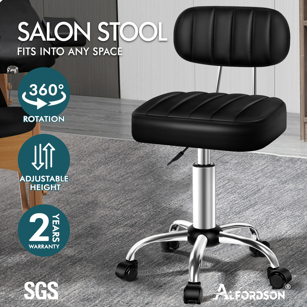 ALFORDSON Salon Stool Backrest Swivel Barber Hair Dress Leather Chair Lina - Picture 32 of 51