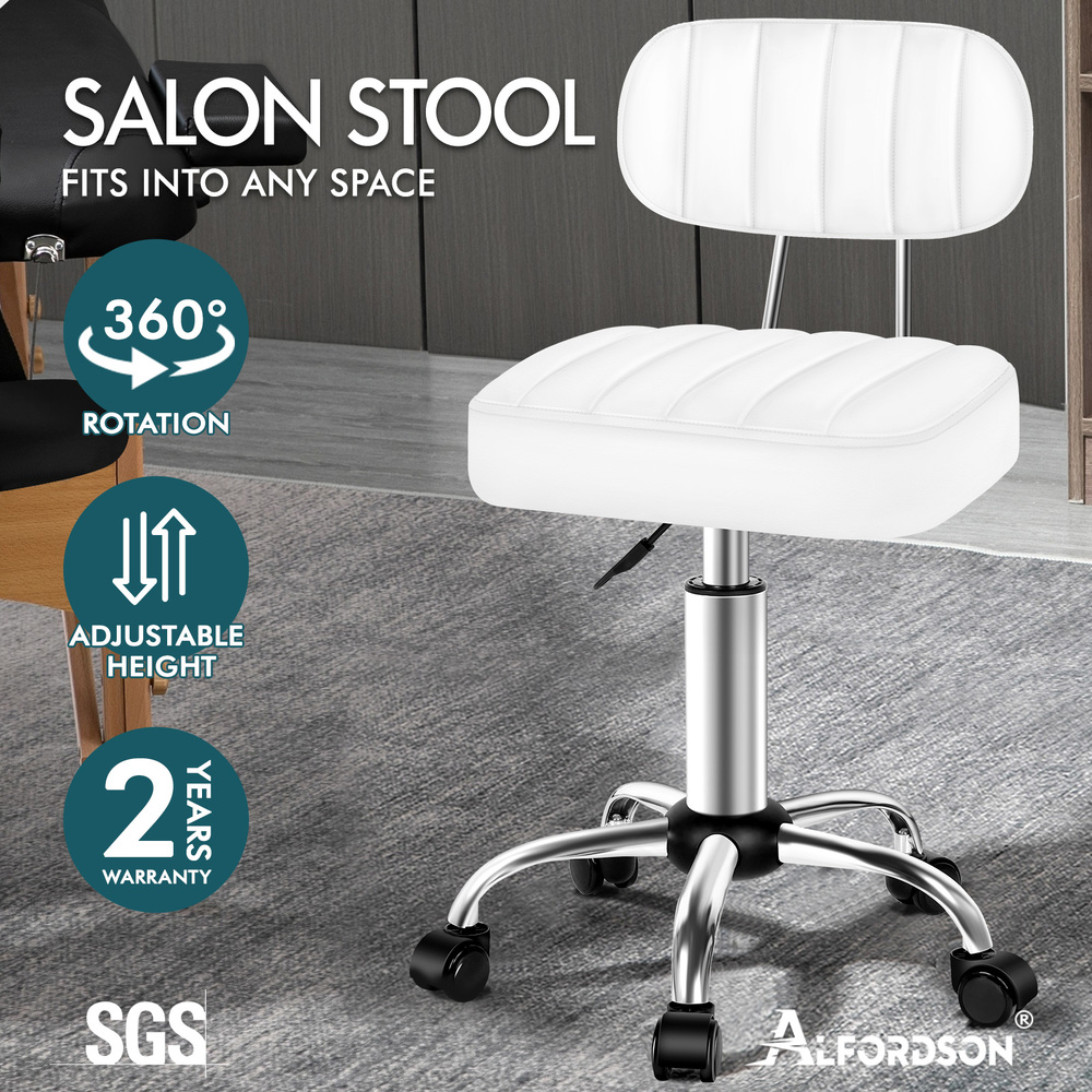 ALFORDSON Salon Stool Backrest Swivel Barber Hair Dress Leather Chair Lina - Picture 42 of 51