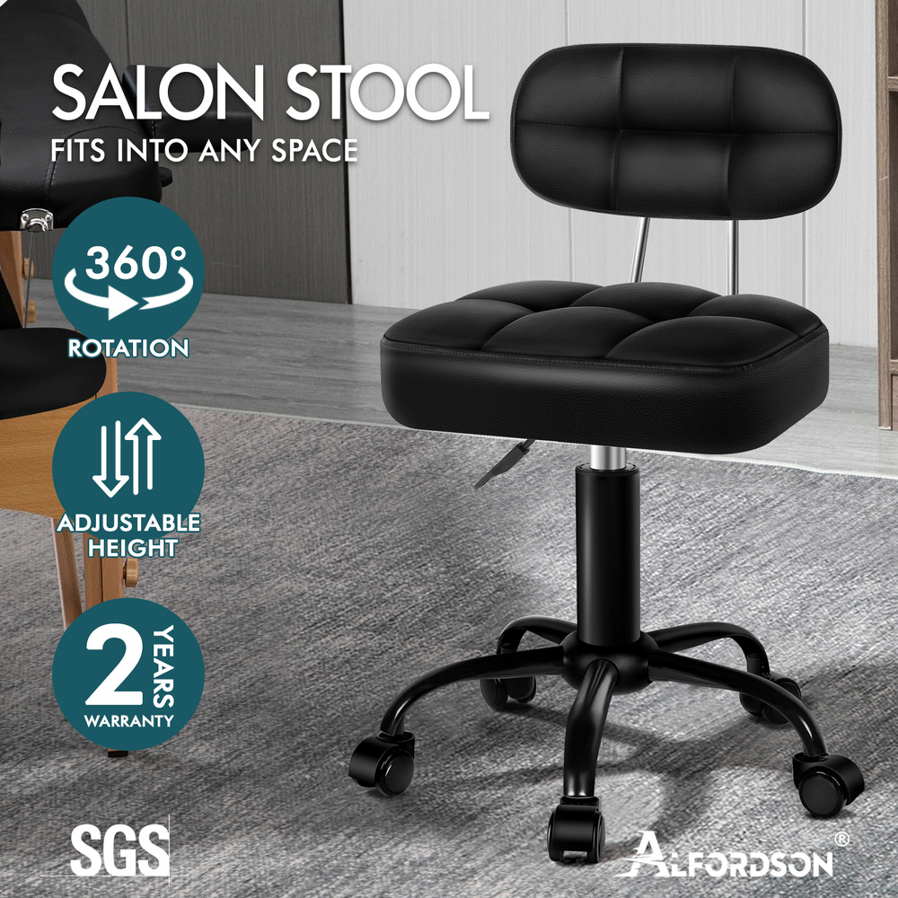 ALFORDSON Salon Stool Backrest Swivel Barber Hair Dress Leather Chair Tufan - Picture 22 of 51