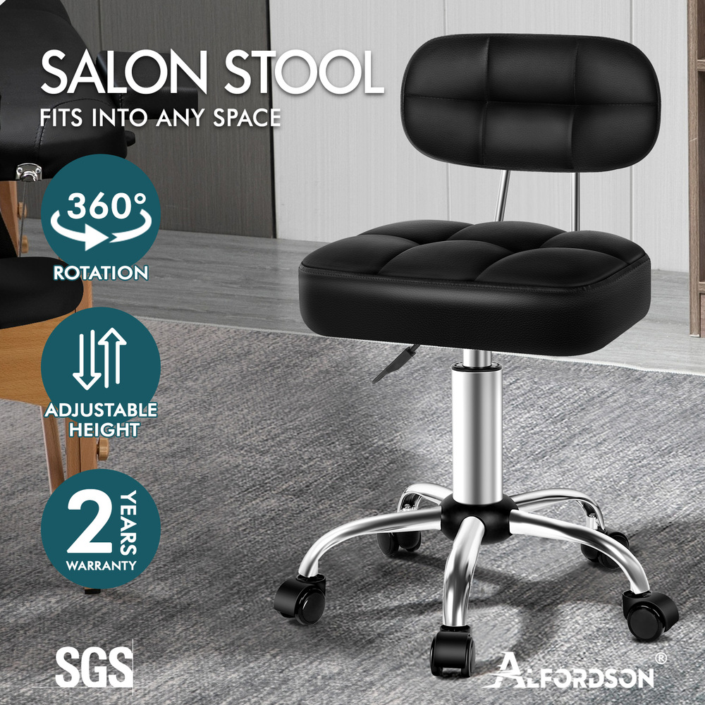 ALFORDSON Salon Stool Backrest Swivel Barber Hair Dress Leather Chair Tufan - Picture 32 of 51