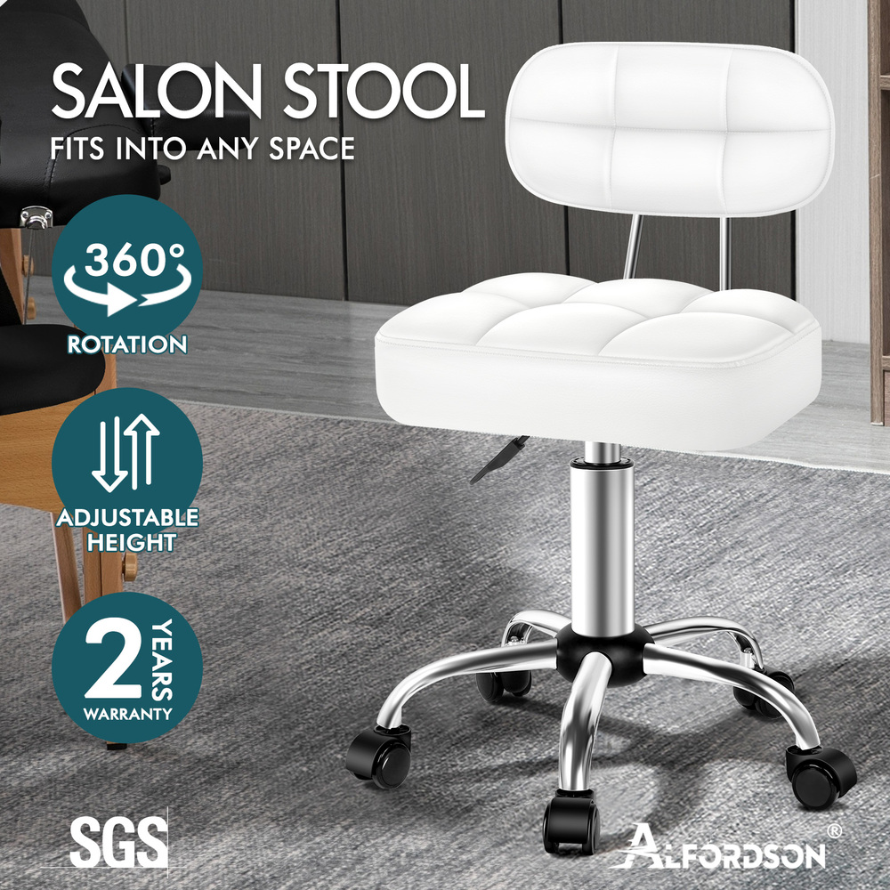 ALFORDSON Salon Stool Backrest Swivel Barber Hair Dress Leather Chair Tufan - Picture 42 of 51