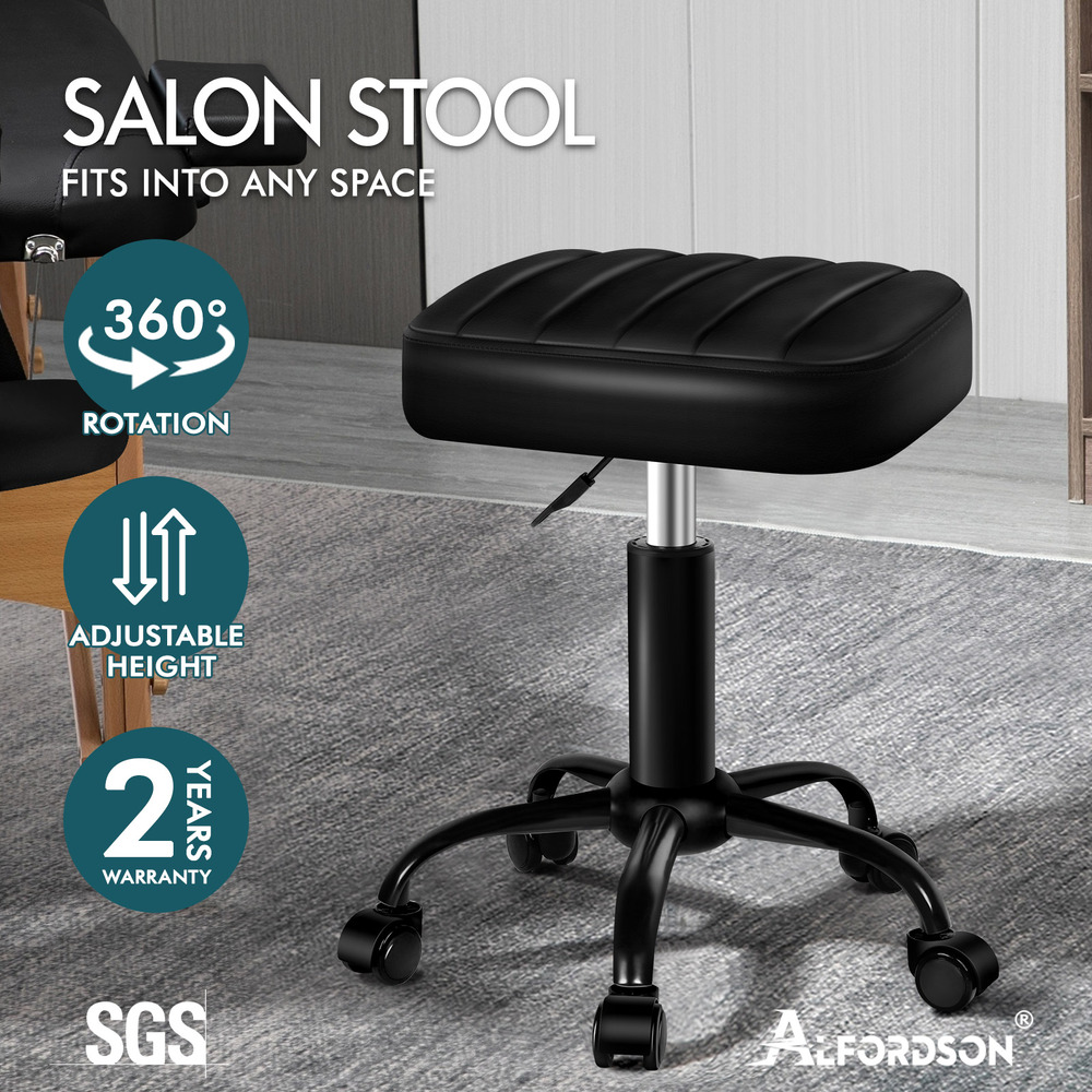 ALFORDSON Salon Stool Backrest Swivel Barber Hair Dress Leather Chair Lina - Picture 2 of 51