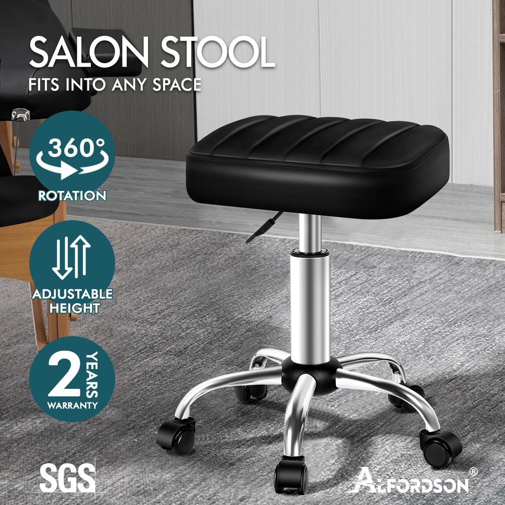 ALFORDSON Salon Stool Backrest Swivel Barber Hair Dress Leather Chair Lina - Picture 12 of 51
