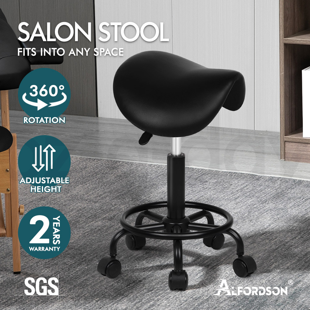 ALFORDSON Salon Stool Saddle Swivel Barber Hair Dress Leather Chair Sierra - Picture 21 of 30