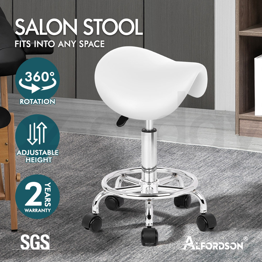 ALFORDSON Salon Stool Saddle Swivel Barber Hair Dress Leather Chair Sierra - Picture 12 of 30