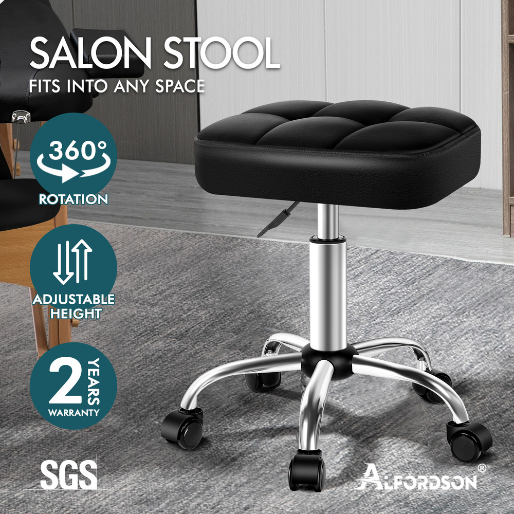 ALFORDSON Salon Stool Backrest Swivel Barber Hair Dress Leather Chair Tufan - Picture 12 of 51