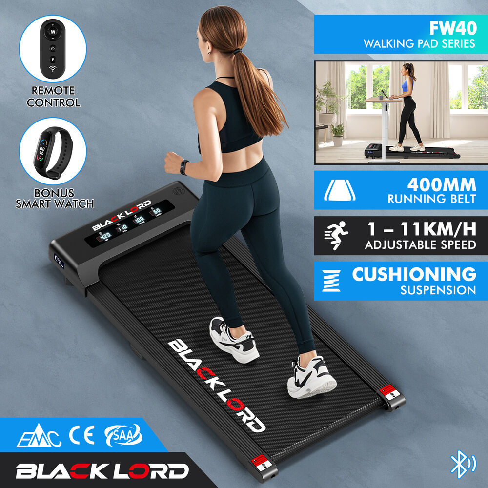 BLACK LORD Treadmill Electric Walking Pad Under Desk Home Gym 400mm Black - Picture 2 of 25