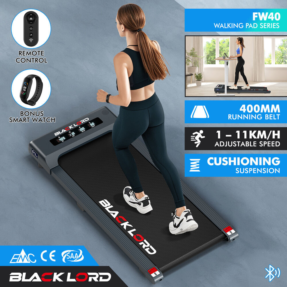 BLACK LORD Treadmill Electric Walking Pad Under Desk Home Gym 400mm Black - Picture 5 of 25