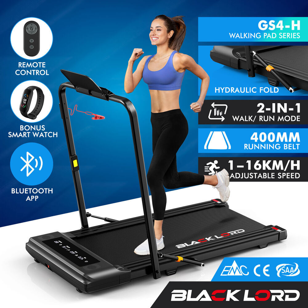 BLACK LORD Treadmill 2 IN 1 Electric Walking Pad 400mm Hydraulic Foldable - Picture 6 of 29