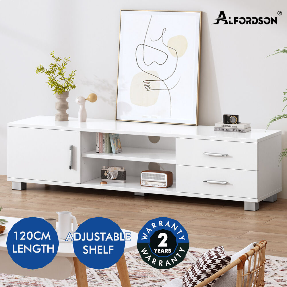 ALFORDSON TV Cabinet Entertainment Unit Stand 120cm Storage Shelf Drawers Wooden - Picture 37 of 48