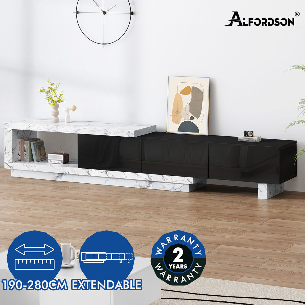 ALFORDSON Extendable Entertainment Unit TV Cabinet 190-280cm Stand Storage Shelf - Picture 25 of 60