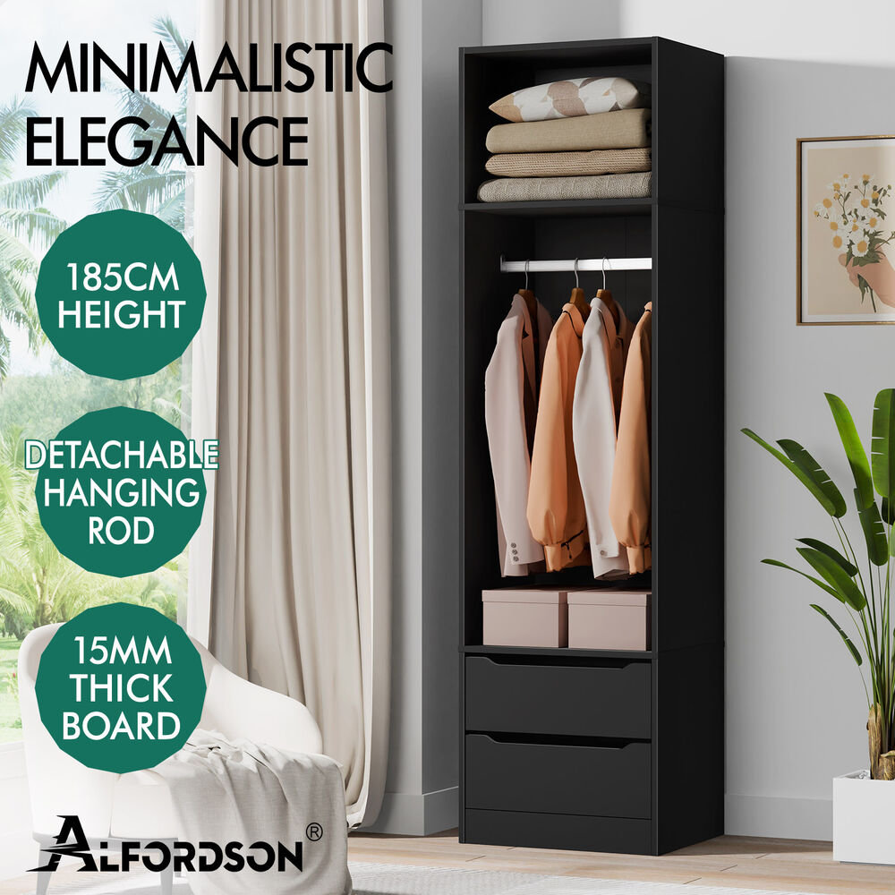 ALFORDSON Wardrobe Clothes Storage Organizer Closet Cabinet 2 Drawers Hanging - Picture 11 of 46
