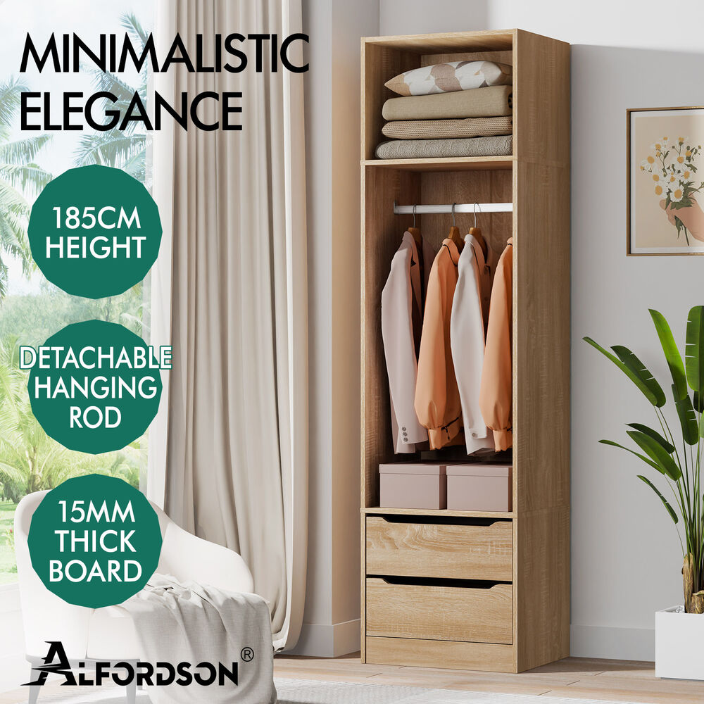 ALFORDSON Wardrobe Clothes Storage Organizer Closet Cabinet 2 Drawers Hanging - Picture 35 of 46