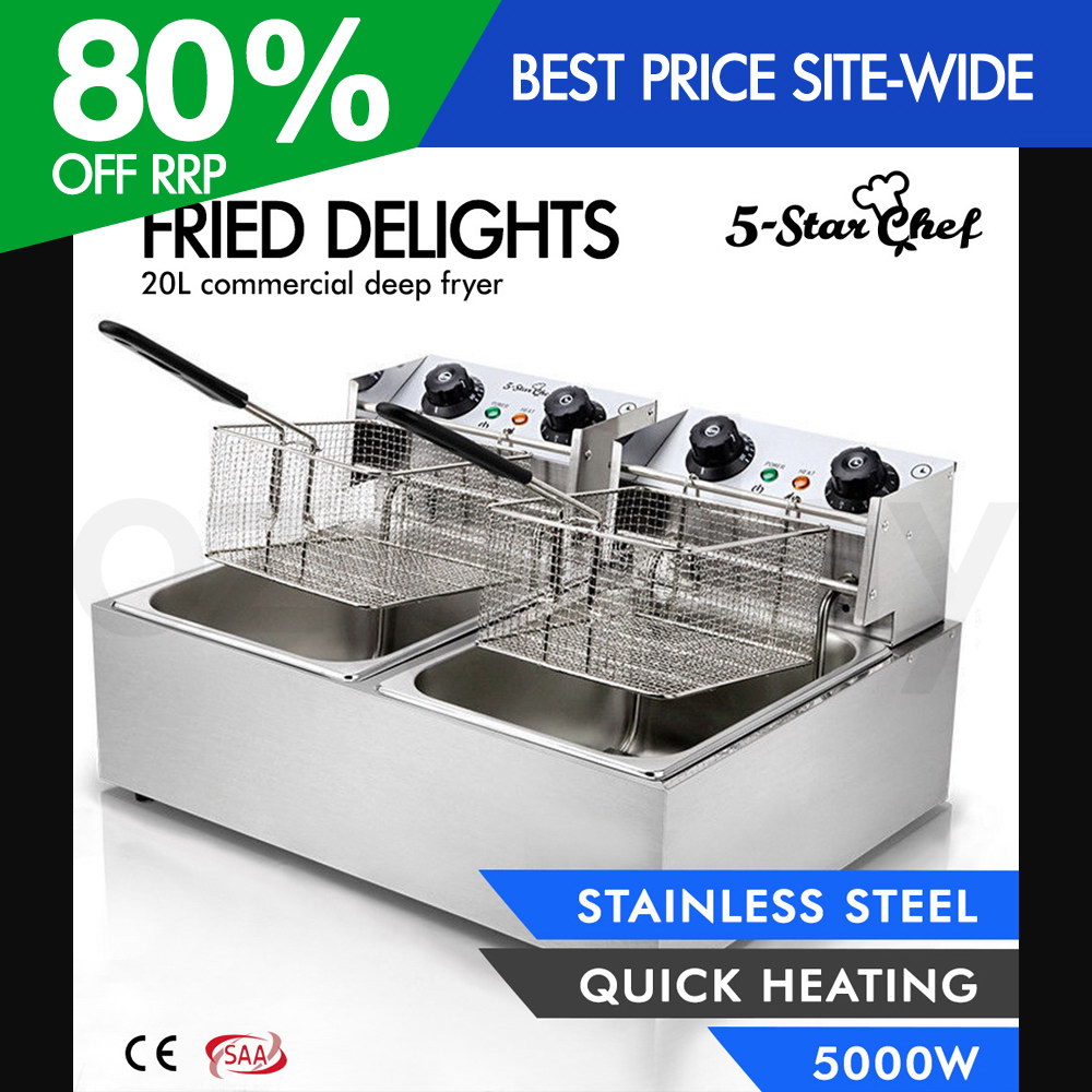 Devanti Commercial Electric Twin Deep Fryer Silver 9350062022252 eBay