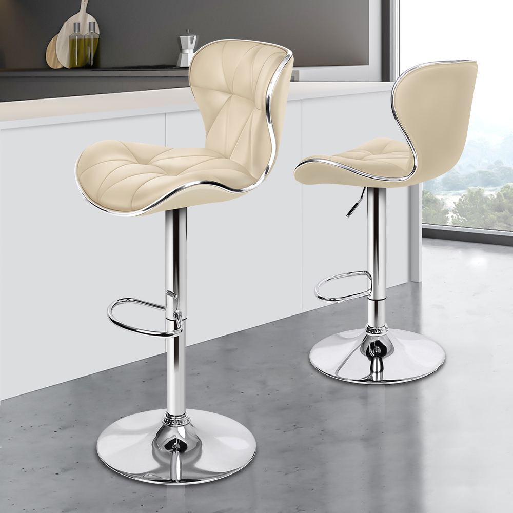 ALFORDSON 2x Bar Stools Luna Kitchen Swivel chair Leather Gas lift