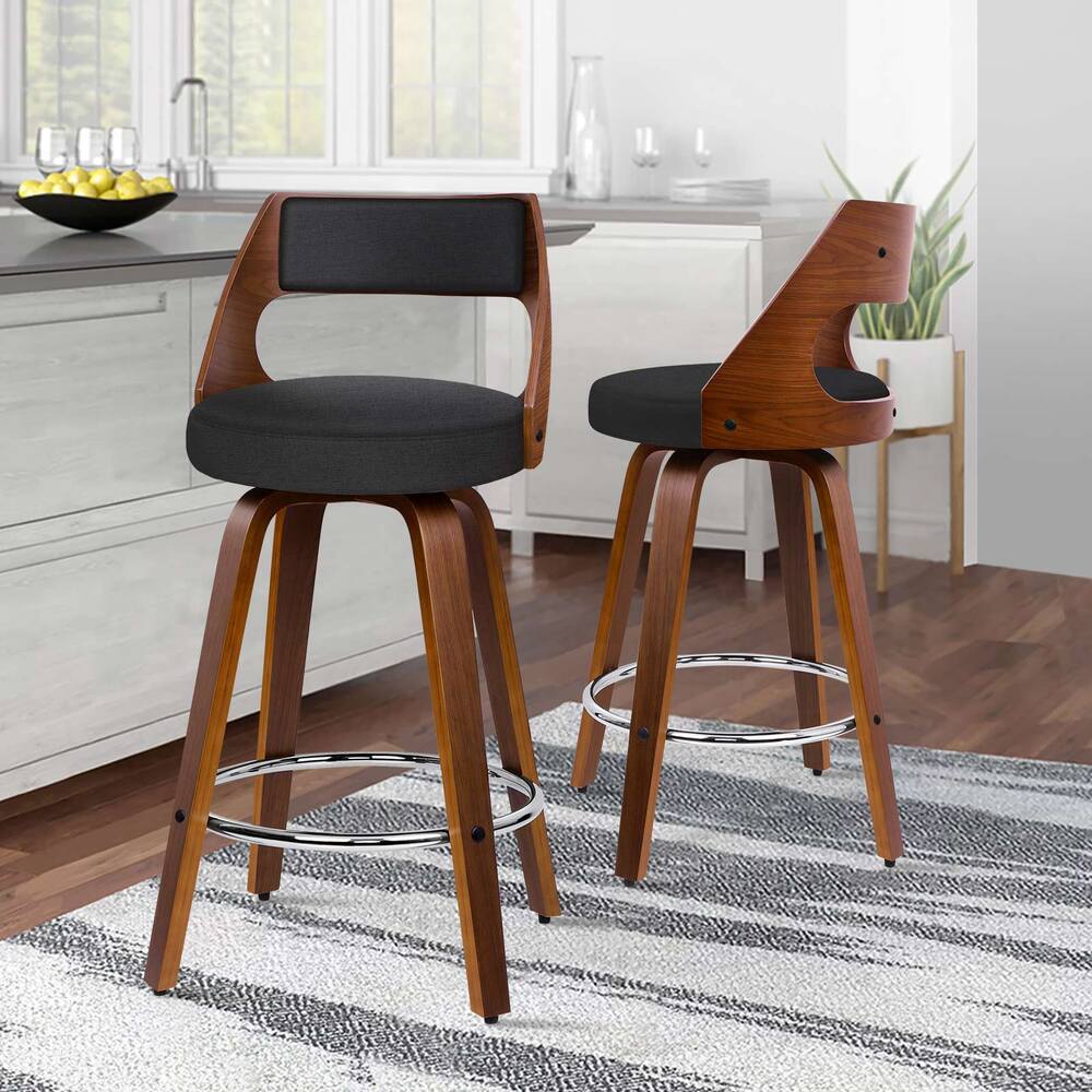 ALFORDSON 2x Bar Stools Luna Kitchen Swivel chair Leather Gas lift BLACK