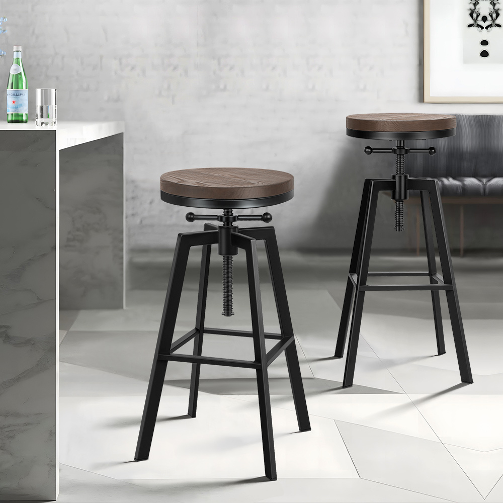 ALFORDSON 2x Bar Stool Retro Kitchen Vintage Chair Industrial Rustic Ezra Alfordson
