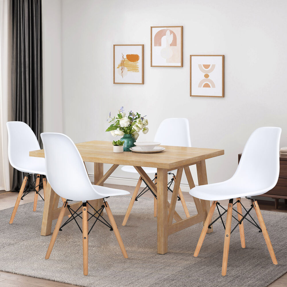 ALFORDSON 4x Dining Chairs Retro Solid Wood Steel White