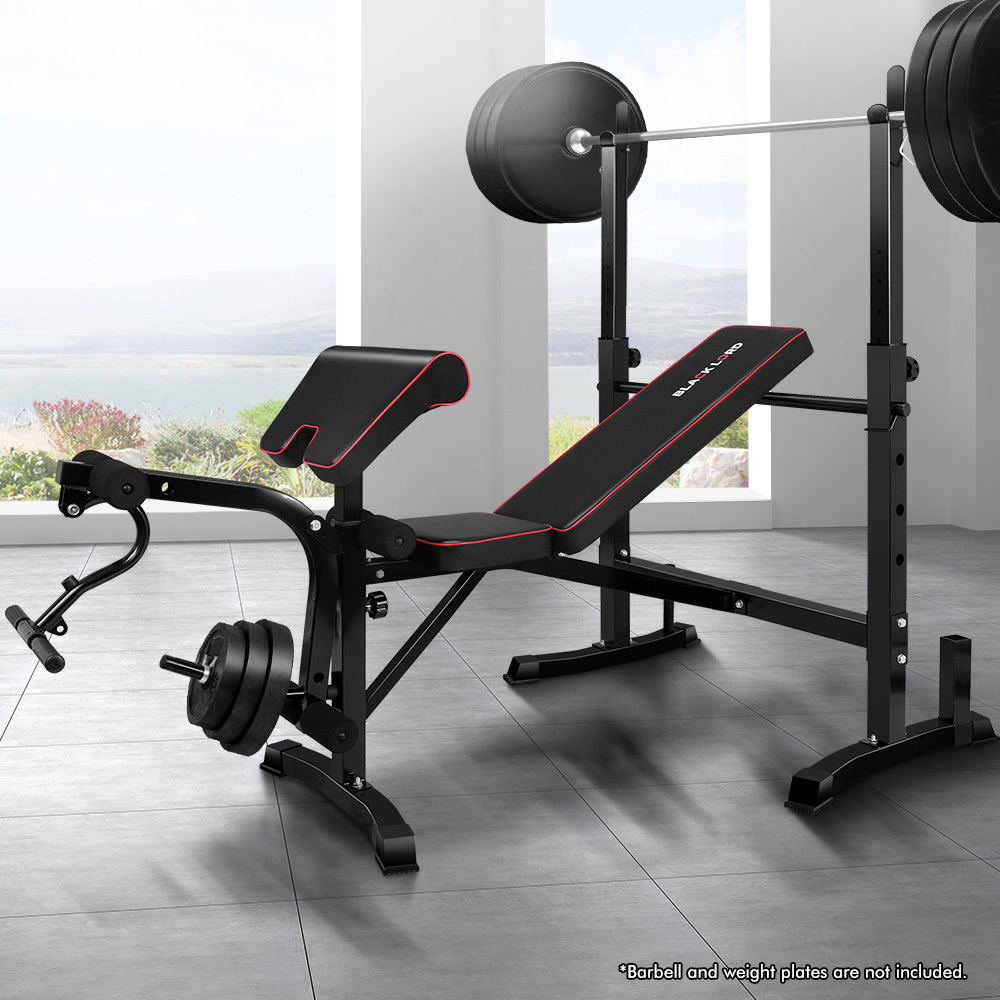 Weight Bench Set With Weights Home Gym Olympic Press Lifting Barbell Exercise 