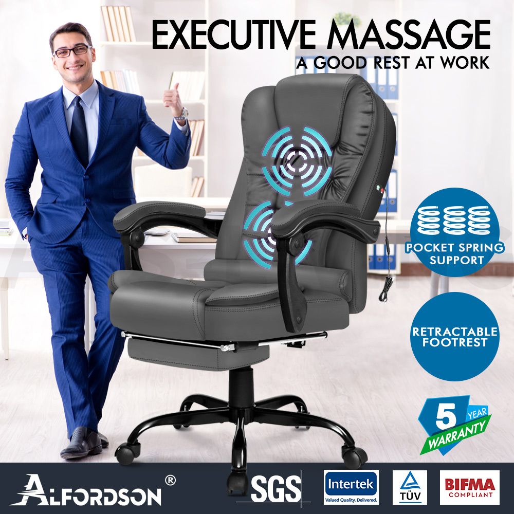 ALFORDSON Massage Office Chair Executive Gaming Racing Seat PU Leather ...
