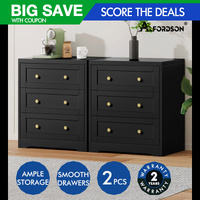 ALFORDSON 2x Chest of Drawers Storage Cabinet Hamptons Bedside Table Tallboy