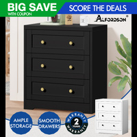 ALFORDSON Chest of Drawers 3 Drawer Storage Cabinet Bedside Table Hamptons White