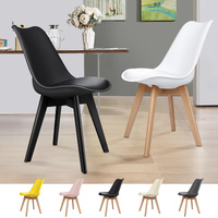 ALFORDSON 4x Dining Chairs Padding Retro PU Leather Kitchen Lounge Cafe Wooden