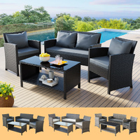 ALFORDSON Outdoor Furniture 4PCS Garden Patio Dining Chairs Table Set Wicker