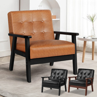 ALFORDSON Armchair Lounge Chair Tufted Accent Arm Chair PU Leather Sofa Couch