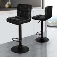 ALFORDSON 2x Bar Stools Ralph Kitchen Swivel Chair Leather Gas Lift BLACK