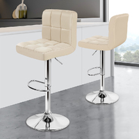 ALFORDSON 2x Bar Stools Ralph Kitchen Swivel Chair Leather Gas Lift BEIGE