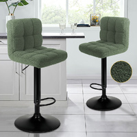 ALFORDSON 2x Bar Stools Ralph Kitchen Swivel Chair Boucle Gas Lift Green