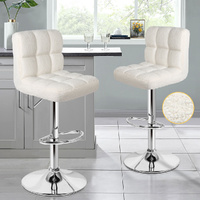 ALFORDSON 2x Bar Stools Ralph Kitchen Swivel Chair Boucle Gas Lift White