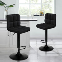ALFORDSON 2x Bar Stools Ralph Kitchen Swivel Chair Fabric Gas Lift Black