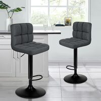 ALFORDSON 2x Bar Stools Ralph Kitchen Swivel Chair Fabric Gas Lift GREY