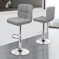 ALFORDSON 2x Bar Stools Ralph Kitchen Swivel Chair Fabric Gas Lift GREY