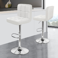 ALFORDSON 2x Bar Stools Ralph Kitchen Swivel Chair Leather Gas Lift WHITE