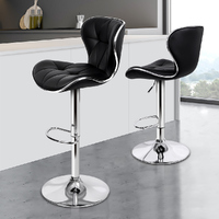 ALFORDSON 2x Bar Stools Luna Kitchen Swivel Chair Leather Gas Lift BLACK