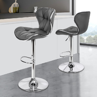 ALFORDSON 2x Bar Stools Luna Kitchen Swivel Chair Leather Gas Lift GREY