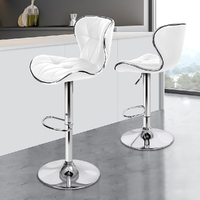 ALFORDSON 2x Bar Stools Luna Kitchen Swivel chair Leather Gas lift WHITE