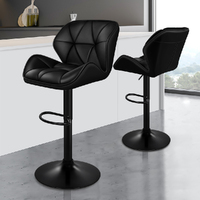 ALFORDSON 2x Bar Stools Willa Kitchen Gas Lift Swivel Chair Leather BLACK