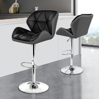ALFORDSON 2x Bar Stools Willa Kitchen Gas Lift Swivel Chair Leather GREY