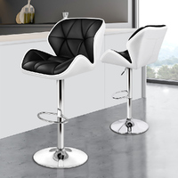 ALFORDSON 2x Bar Stools Willa Kitchen Gas Lift Swivel Chair Leather BLACK