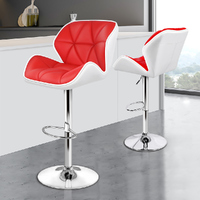 ALFORDSON 2x Bar Stools Willa Kitchen Gas Lift Swivel Chair Leather RED