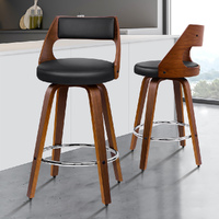 ALFORDSON 2x Swivel Bar Stools Eden Kitchen Wooden Dining Chair BLACK