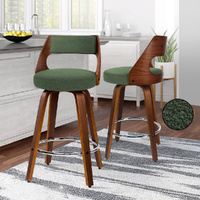 ALFORDSON 2x Swivel Bar Stools 65cm Kitchen Wooden Dining Chair Boucle Green
